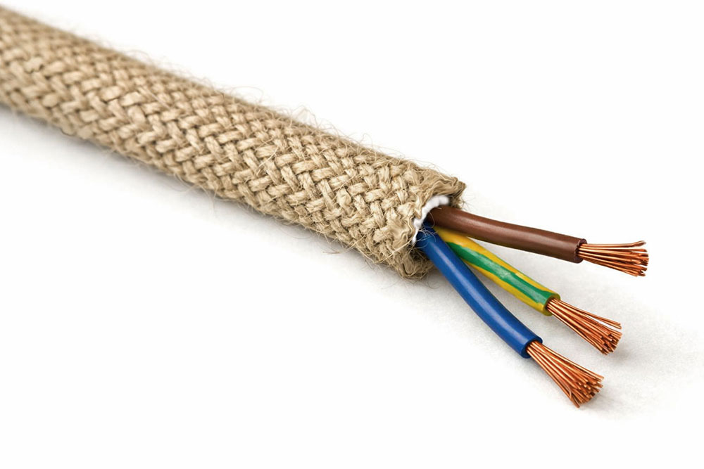 Câble électrique tresse fibre de jute – trois conducteurs 3 x 0.75mm² sur gaine PVC